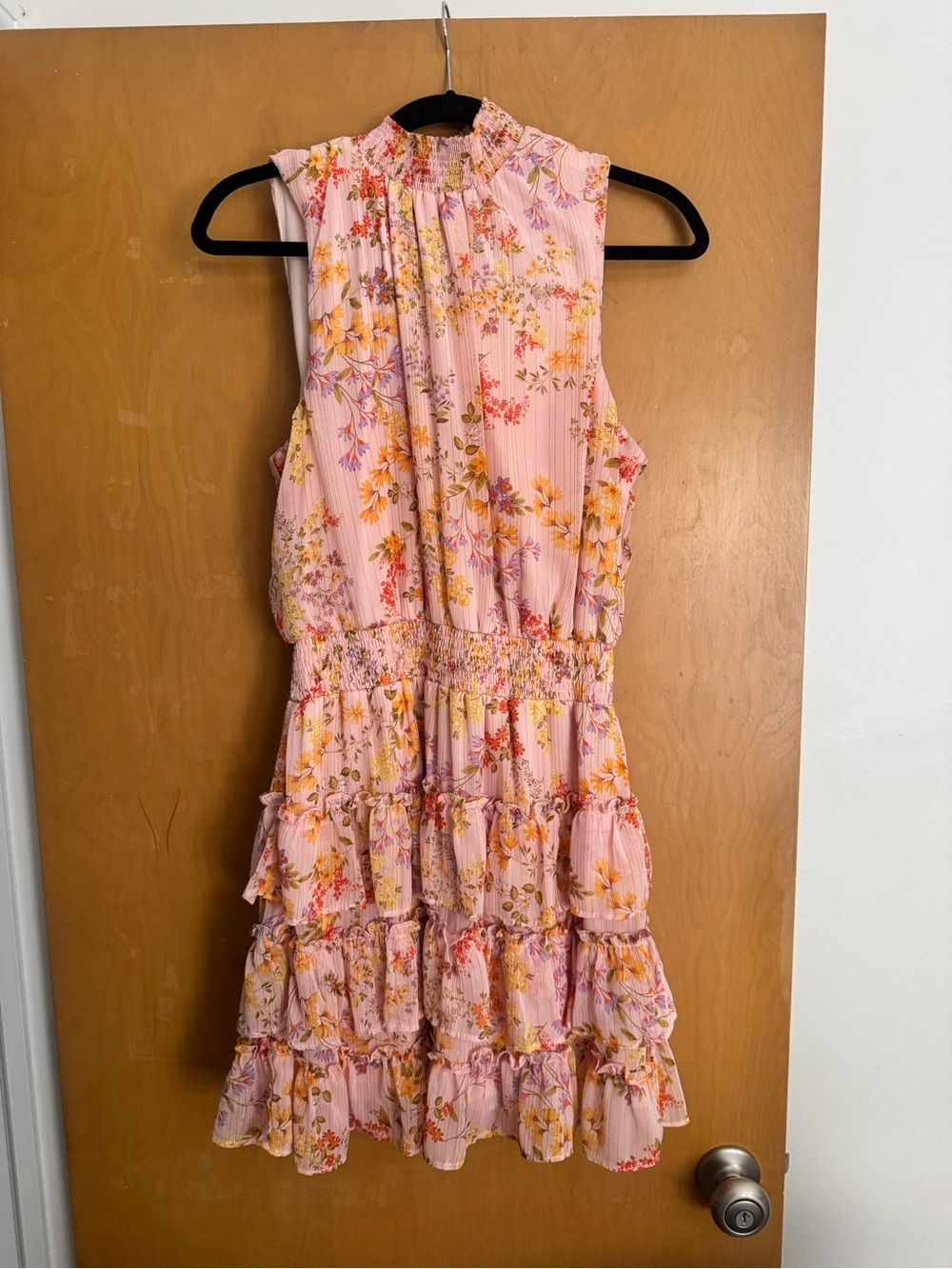 Women’s Pink Floral Ruffled Dress